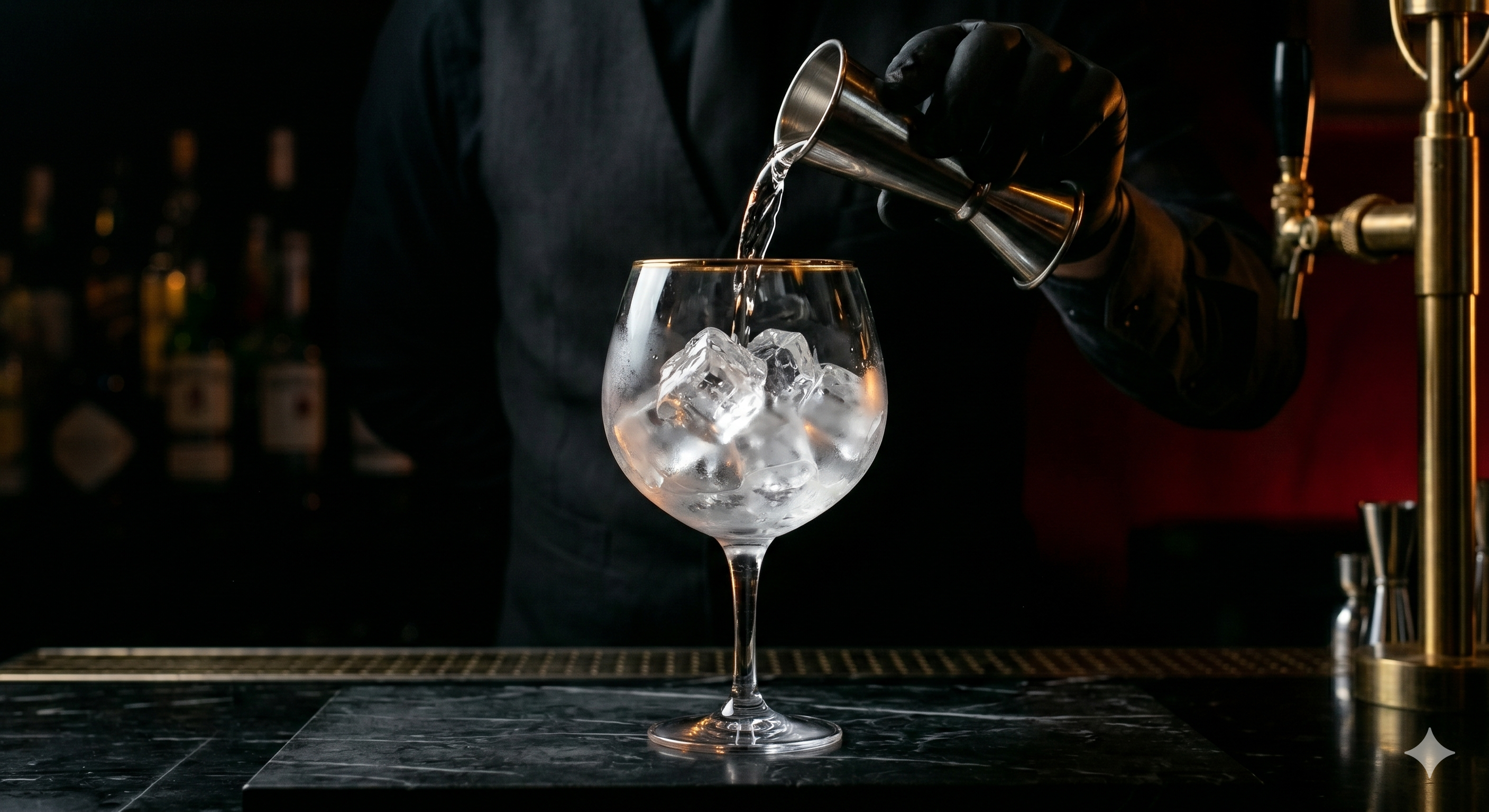 Sirviendo la medida de gin